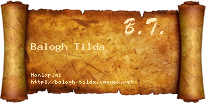 Balogh Tilda névjegykártya